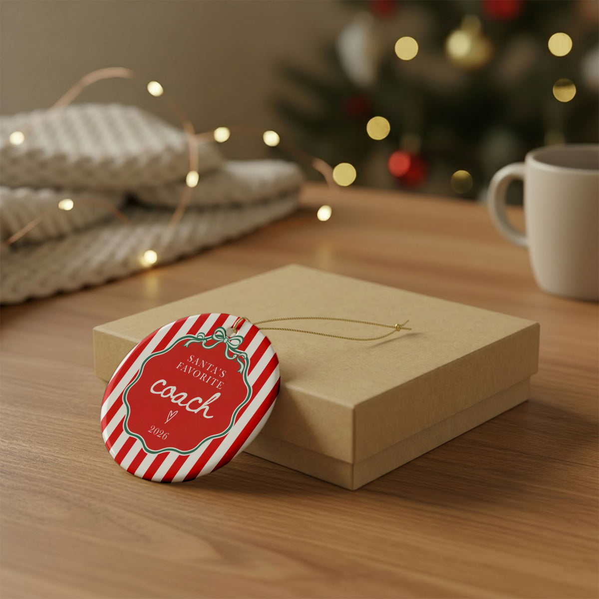 Santa’s Favorite Coach 2026 Ceramic Christmas Ornament