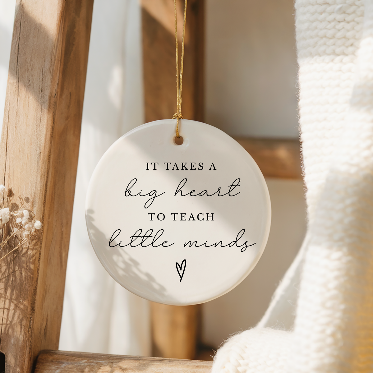It Takes a Big Heart – Minimalist Teacher Ornament