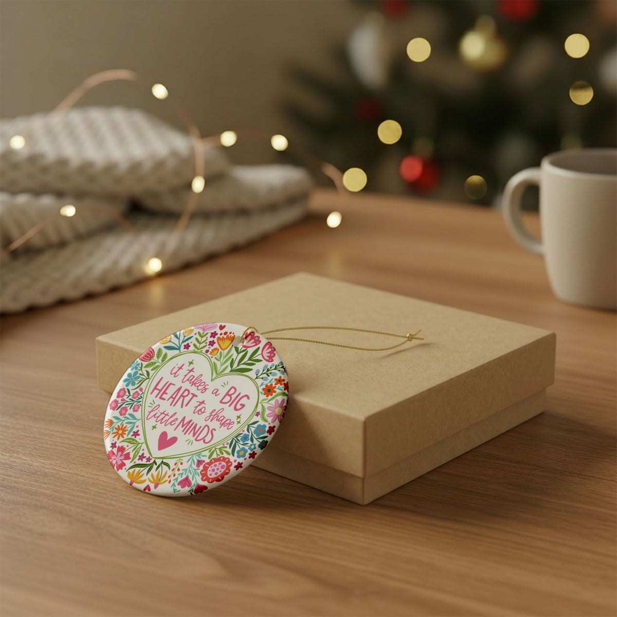 It Takes a Big Heart – Colorful Floral Teacher Ornament