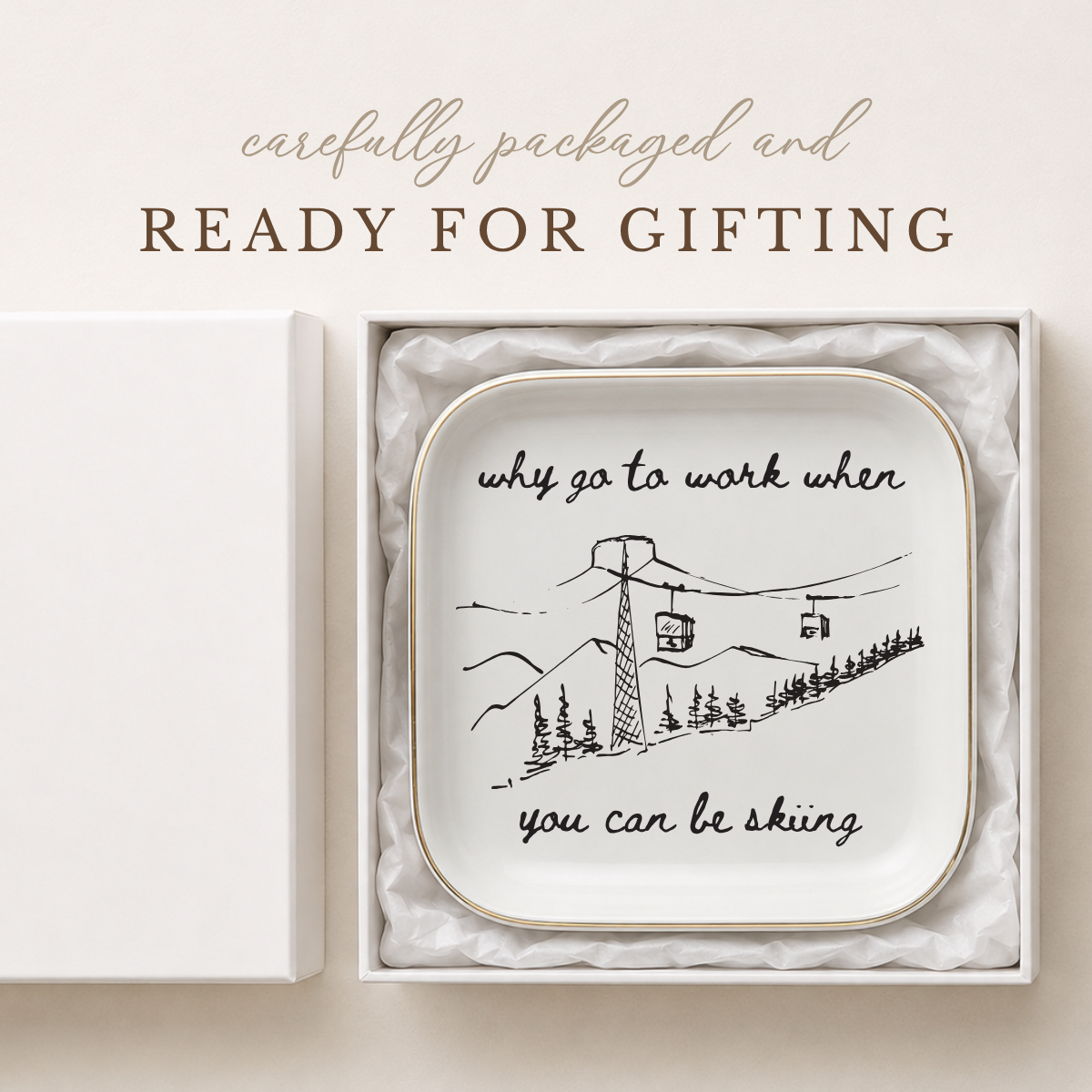 Skier Ring Dish – Gift for Ski Lovers