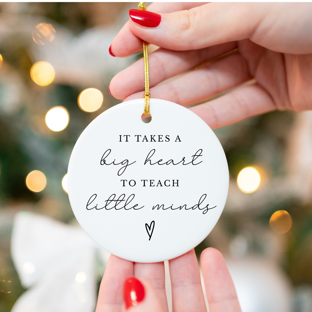 It Takes a Big Heart – Minimalist Teacher Ornament