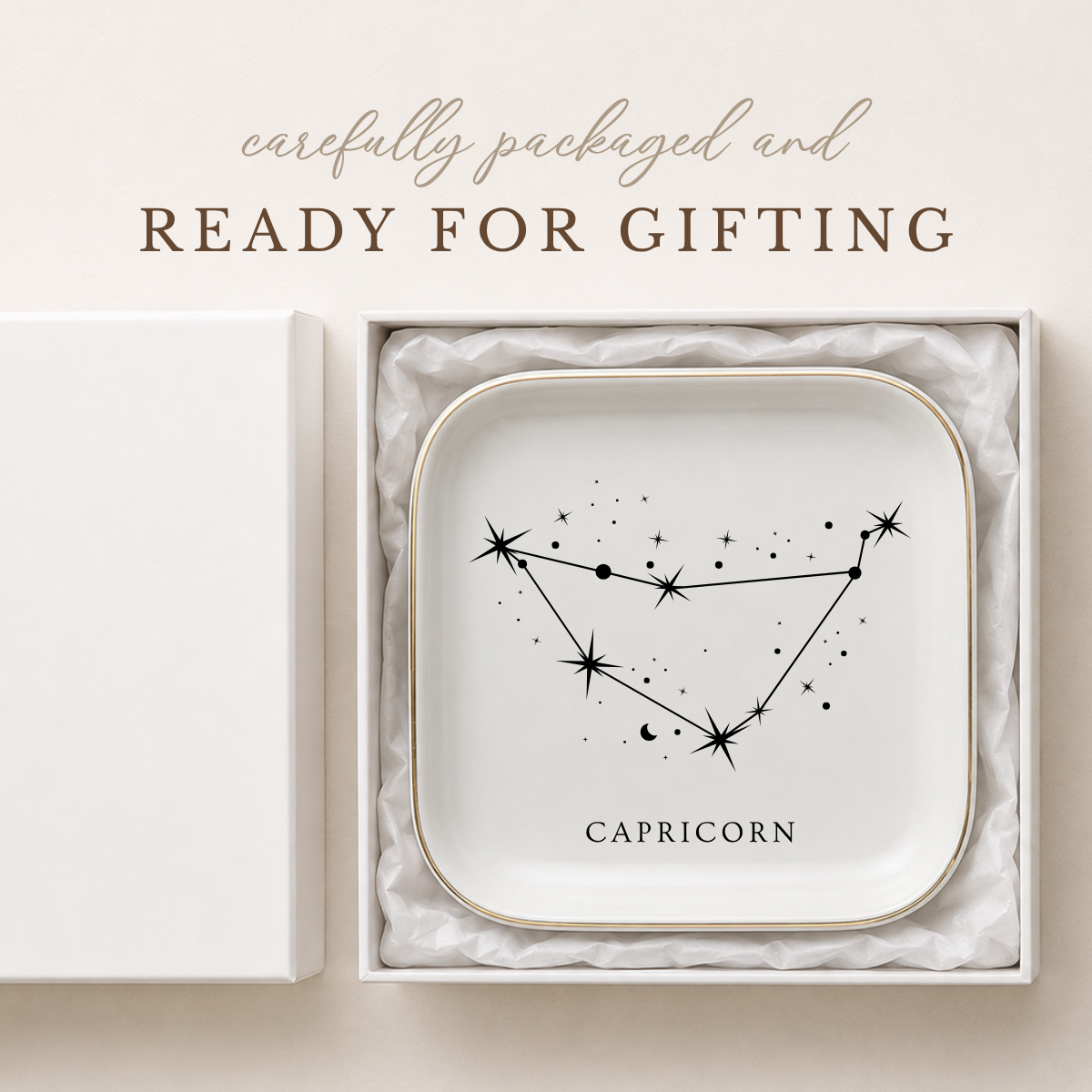 Capricorn Zodiac Ring Dish – Astrology Birthday Gift for Her