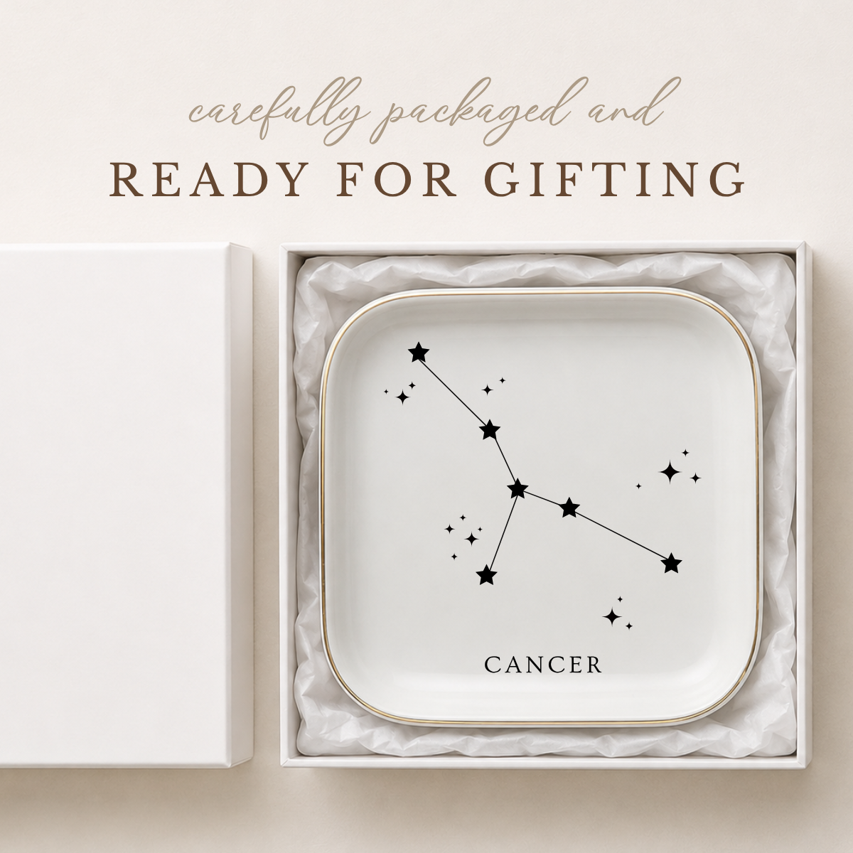 Cancer Zodiac Ring Dish – Astrology Birthday Gift for Her