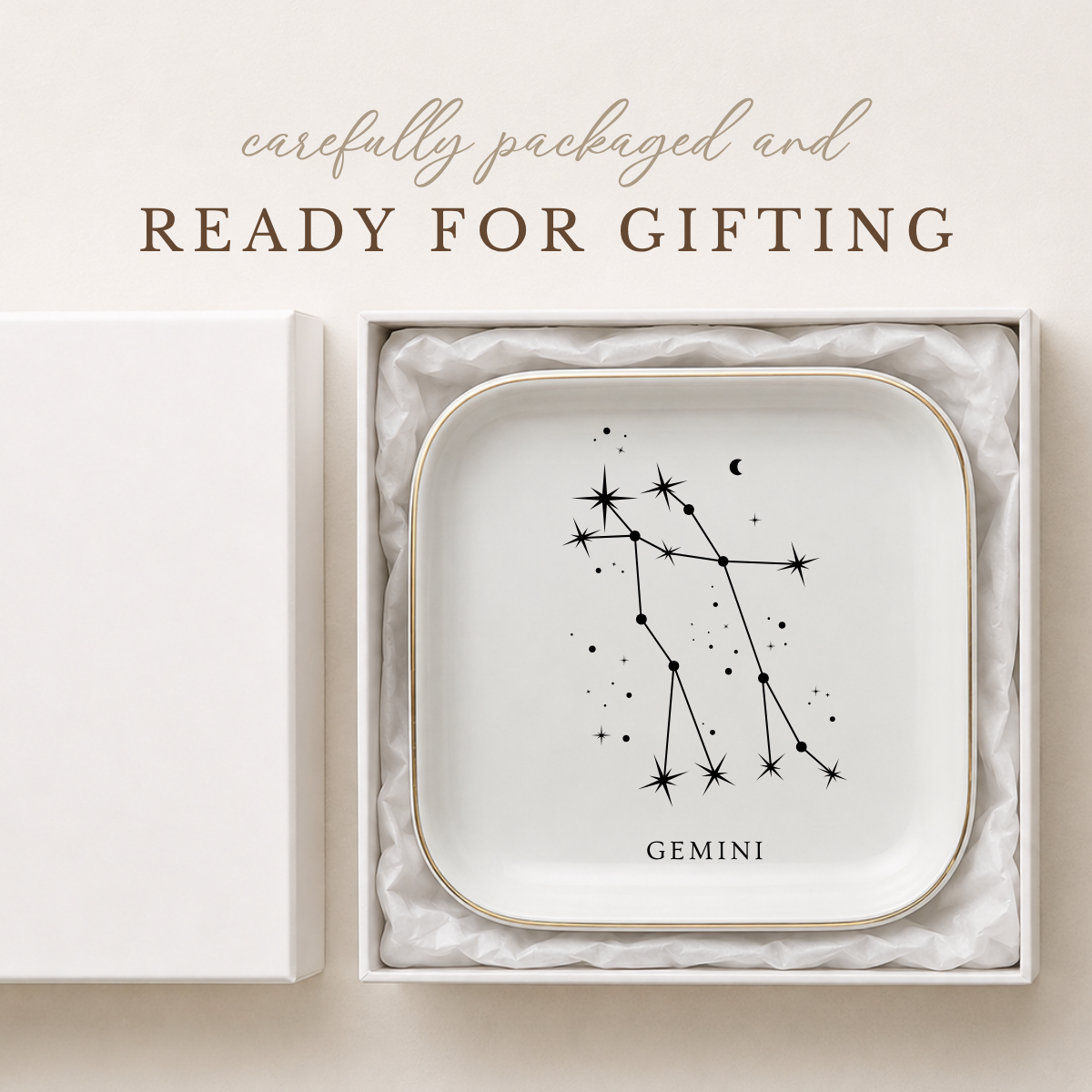 Gemini Zodiac Ring Dish – Astrology Birthday Gift for Her