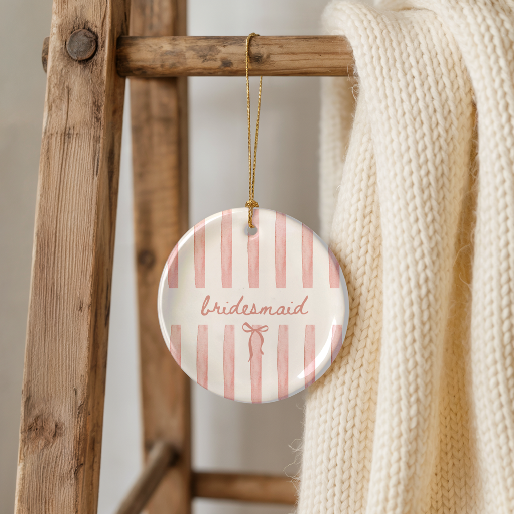 Bridesmaid Blush Stripe Ornament