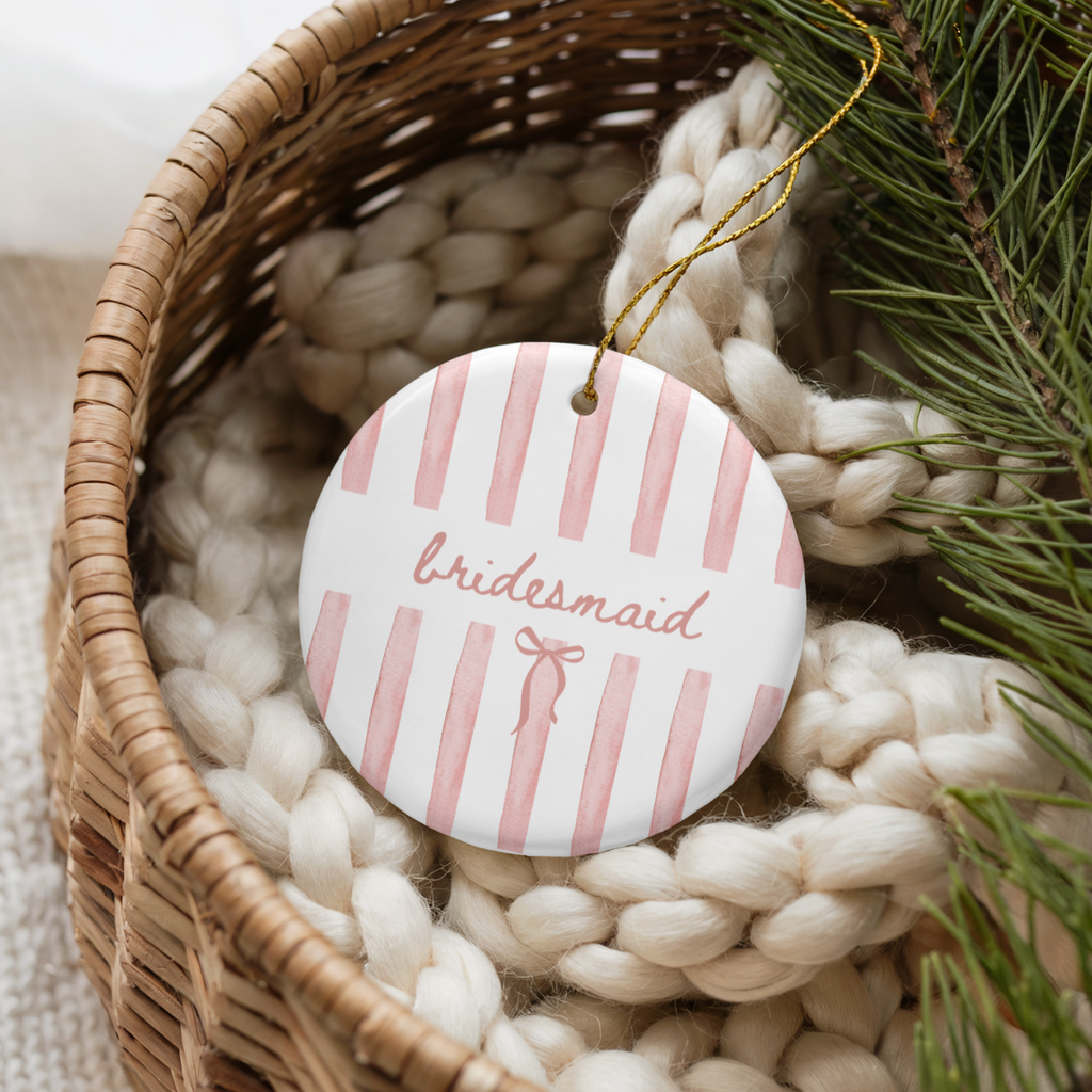 Bridesmaid Blush Stripe Ornament