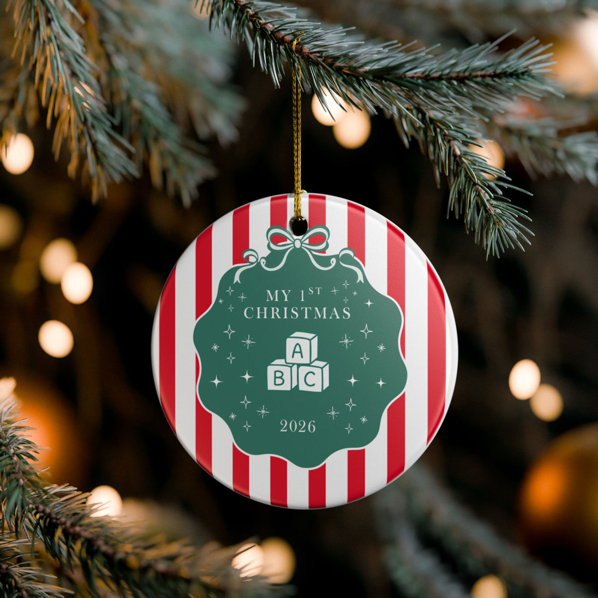 Baby’s First Christmas Ornament 2026 – ABC Blocks
