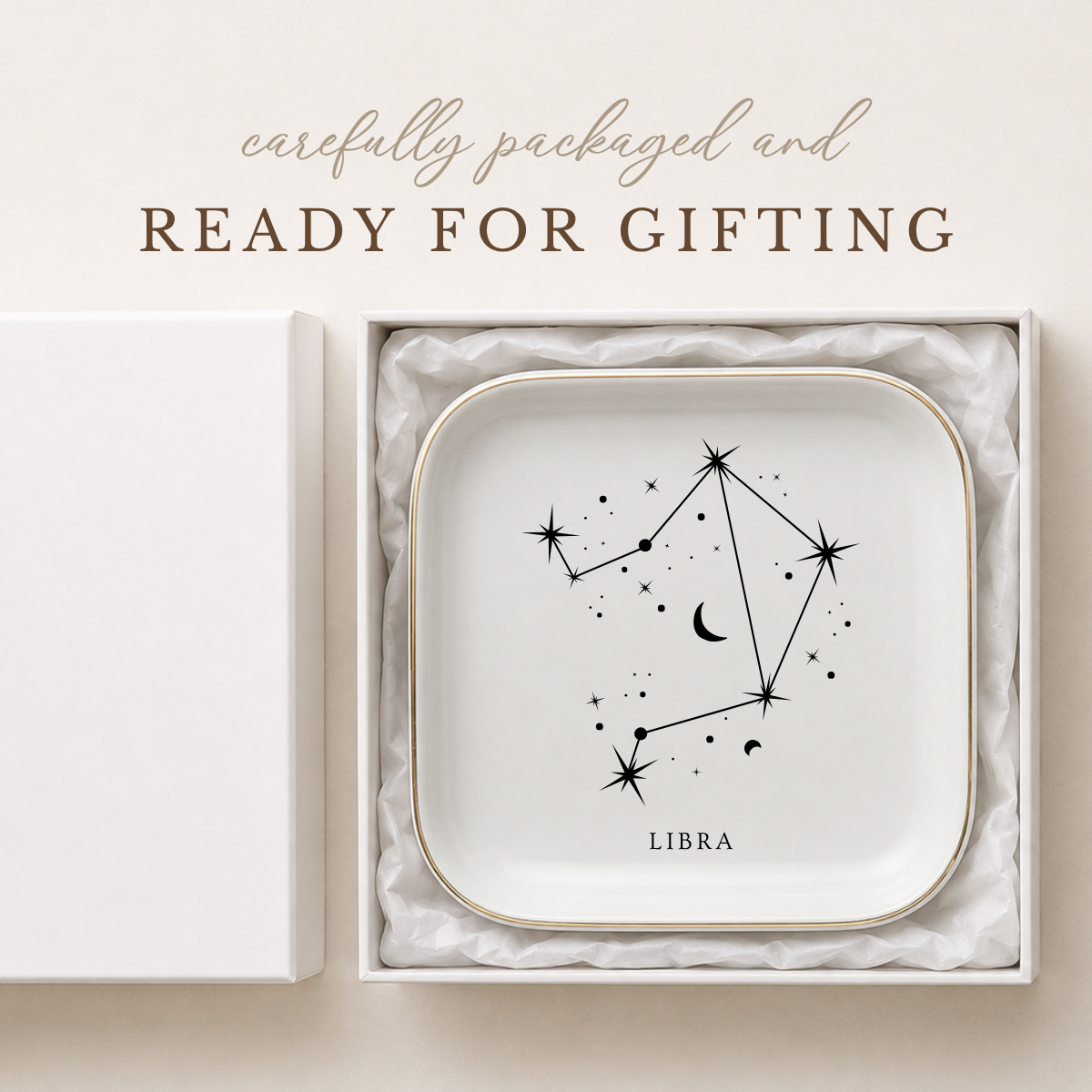 Libra Zodiac Ring Dish – Astrology Birthday Gift for Her
