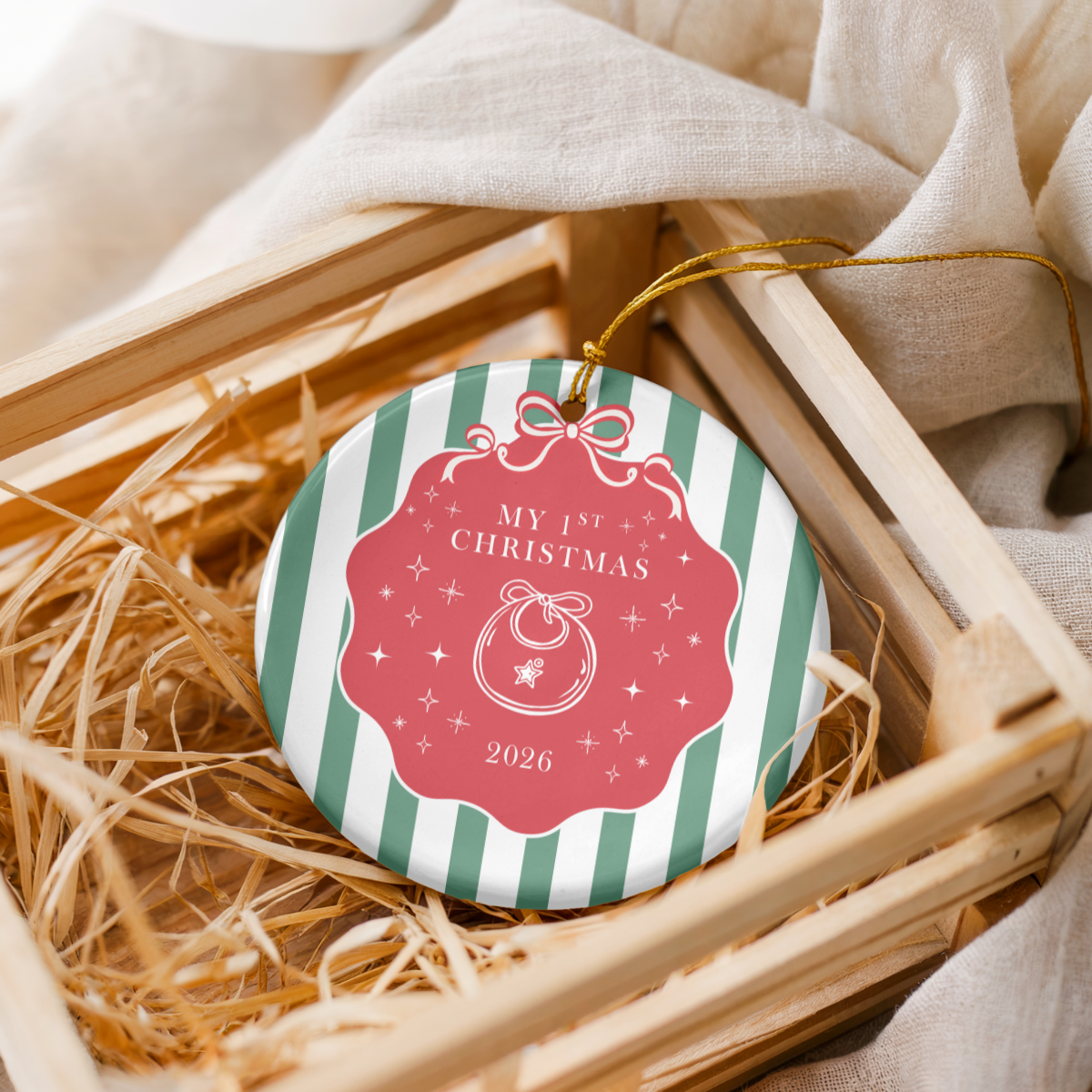 Baby’s First Christmas Ornament 2026 – Baby Rattle